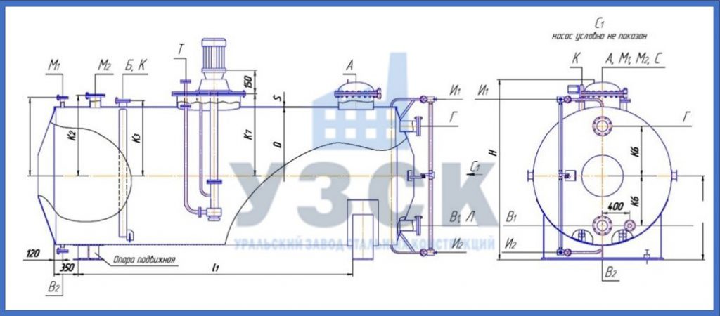 Чертеж емкости ГКК в Нижнем Тагиле